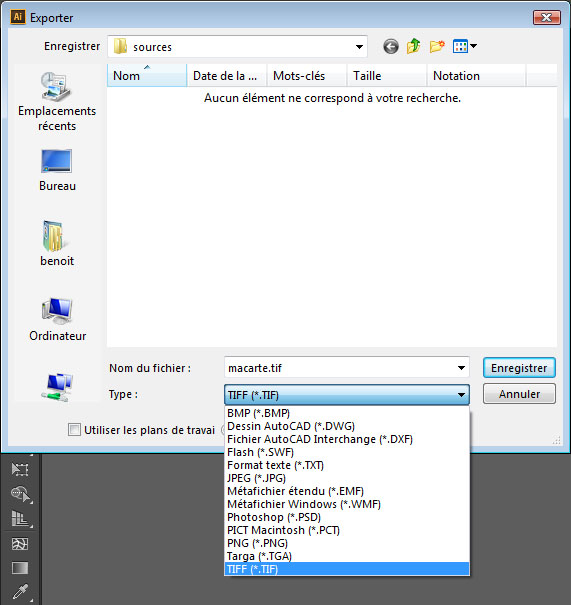 exporter en TIFF
