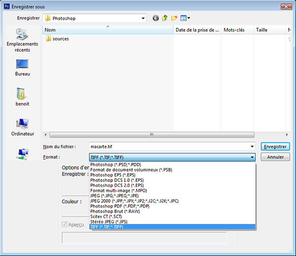 exporter en TIFF